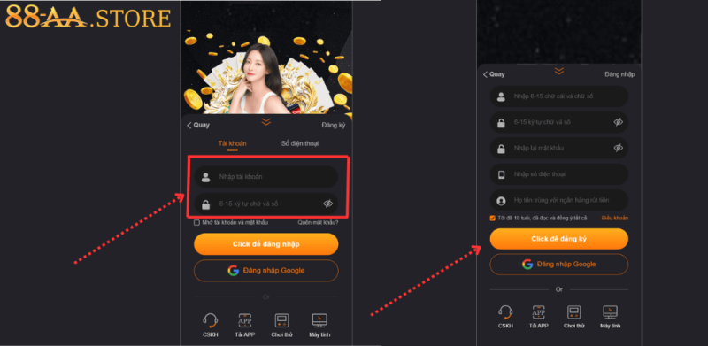 hướng dẫn đăng nhập 88aa